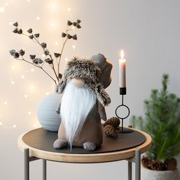 Wichtel-Aufsteller karierte Wintermütze