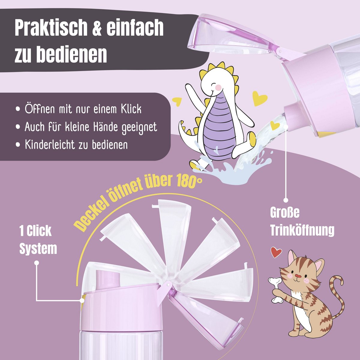 Children's water bottle, lightweight water bottle - llama