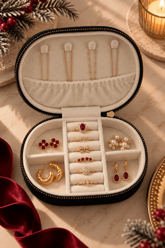 Velvet Carousel – Portagioielli Ovale in Velluto con Spilla