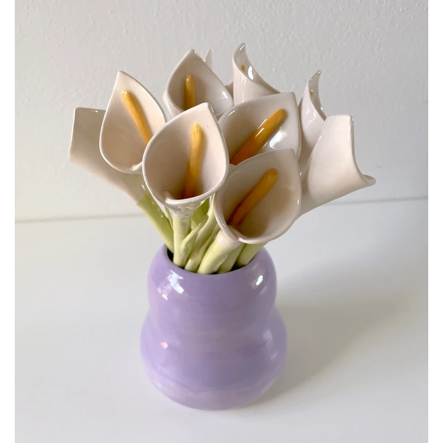 Lilia ceramiczna - Ręcznie wykonany ozdobny kwiat parowy