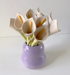 Lilia ceramiczna - Ręcznie wykonany ozdobny kwiat parowy