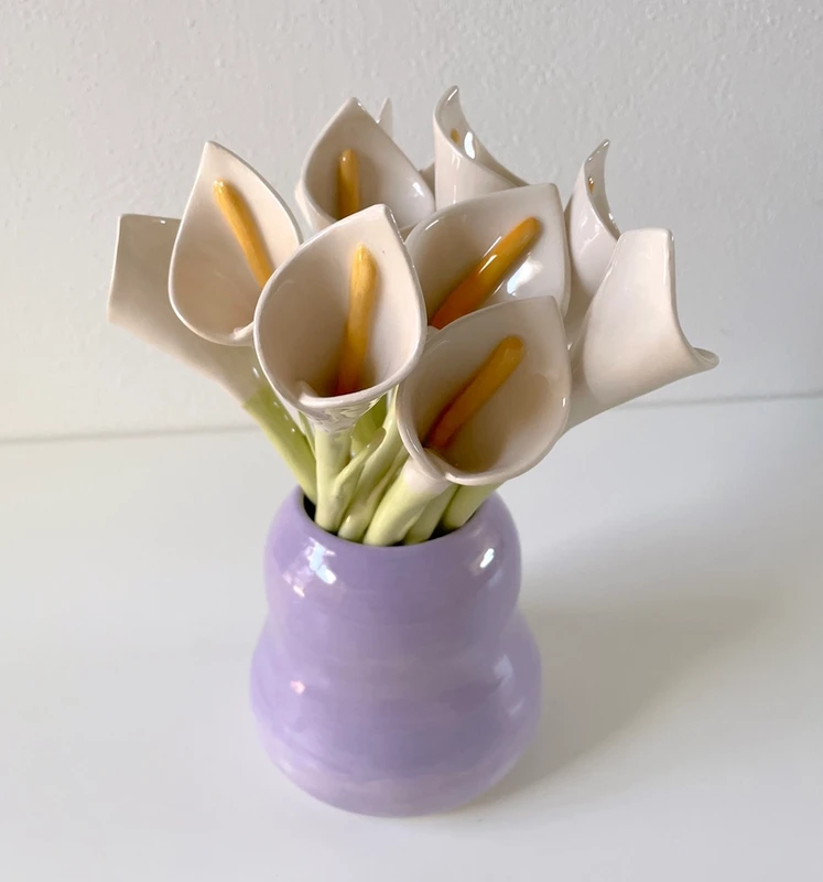 Lilia ceramiczna - Ręcznie wykonany ozdobny kwiat parowy
