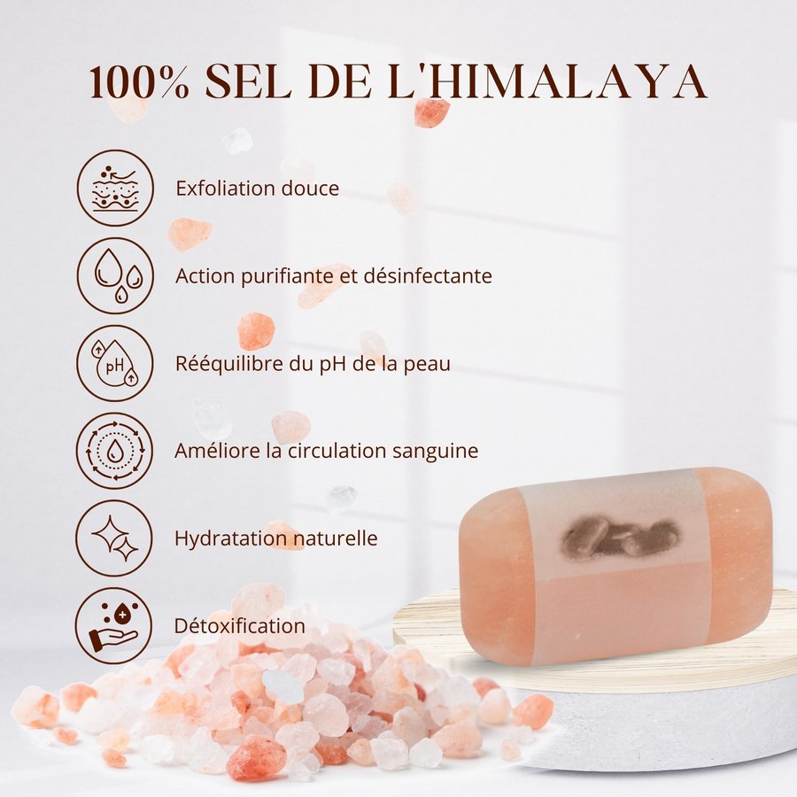 Savon au Sel de l'Himalaya Exfoliation Naturelle Purifiant Intense pour Peaux Mixtes et Grasses