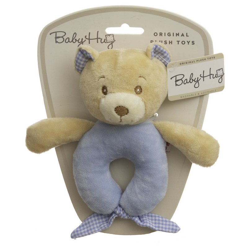 Baby Hug Baby Bear Rattle – Blue, 15 cm