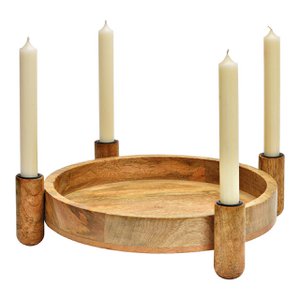 Advent wreath made of mango wood, natural (W/H/D) 37x9x37cm