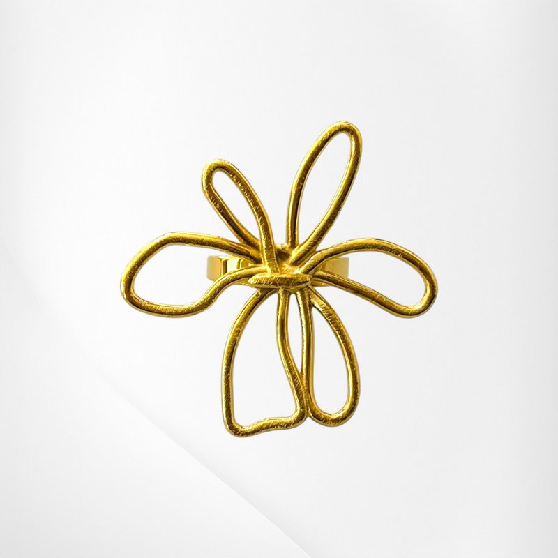 Brushed Gold Irregular Floral Ring