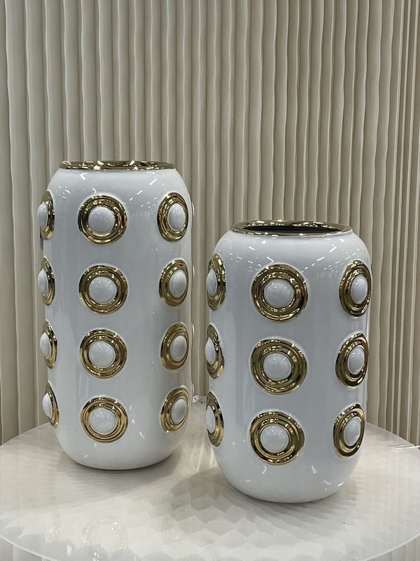 Golden 3 Circle Vase (CV11617-12-CA-205321-WIT)