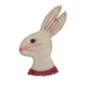 Brosche Hase weiß, Filz 5x1x7cm