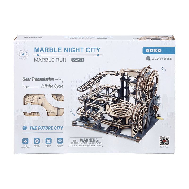 Robotime, 3D wooden puzzle marble Night City, LGA01, 32.5x21.4x22.8 cm