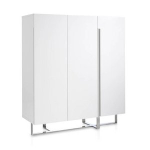 White wooden sideboard and chrome steel