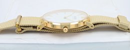 Moderno Milano stainless steel women's watch 36.5 mm, sapphire crystal & nylon NATO strap (beige), gold-colored