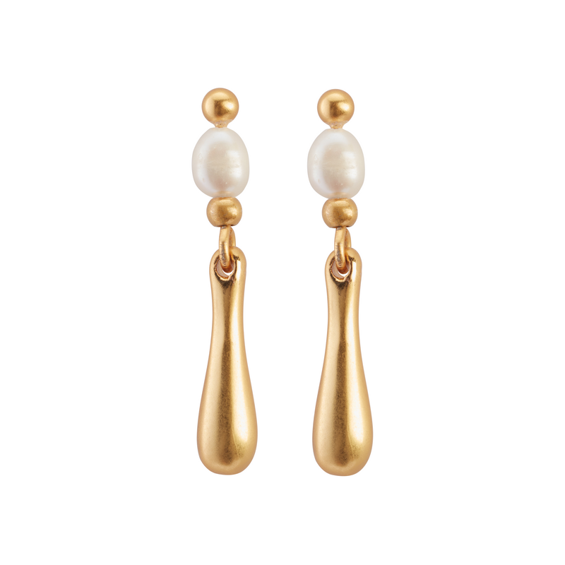 Pearls earrings with Pearl White in plated Gold