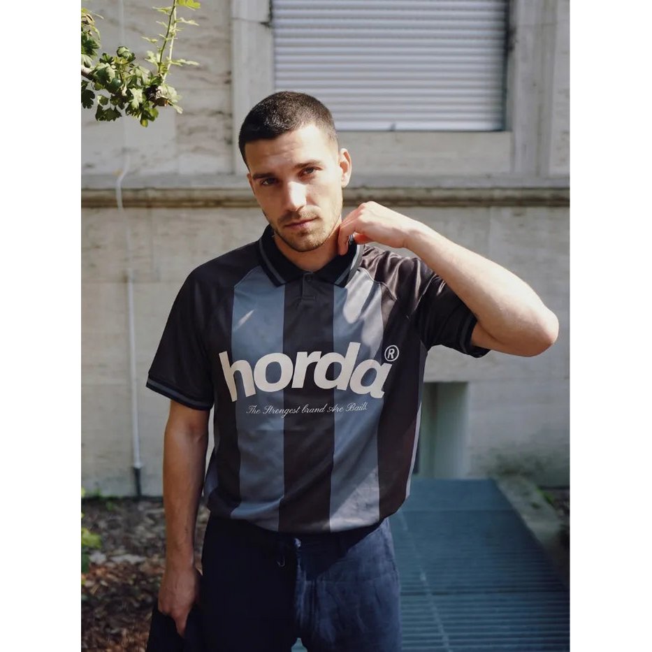 Horda Football Style Recycled Mesh Polo Dark Grey