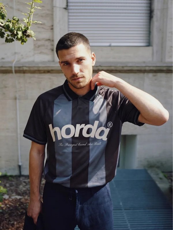 Horda Football Style Recycled Mesh Polo Dark Grey