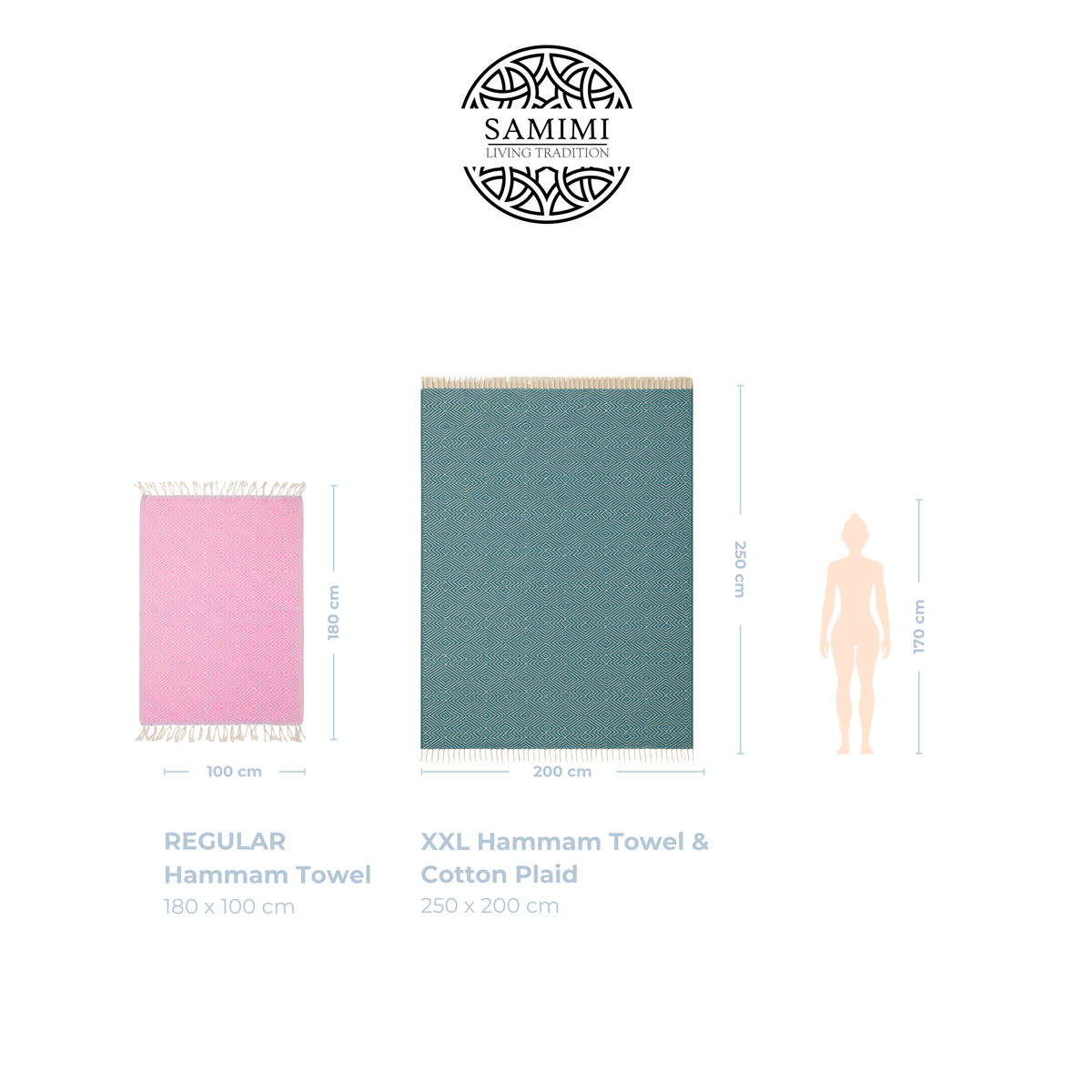 ATOM Toalla de playa XXL de algodón para hammam – 200x250 cm – Manta de playa extragrande – Azul oscuro