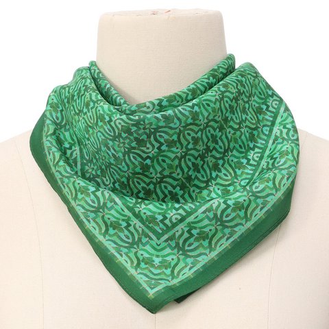 Green Square Silk Scarf Fihri