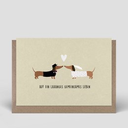 Folding card - wedding card - dachshund bride and groom - No. 262