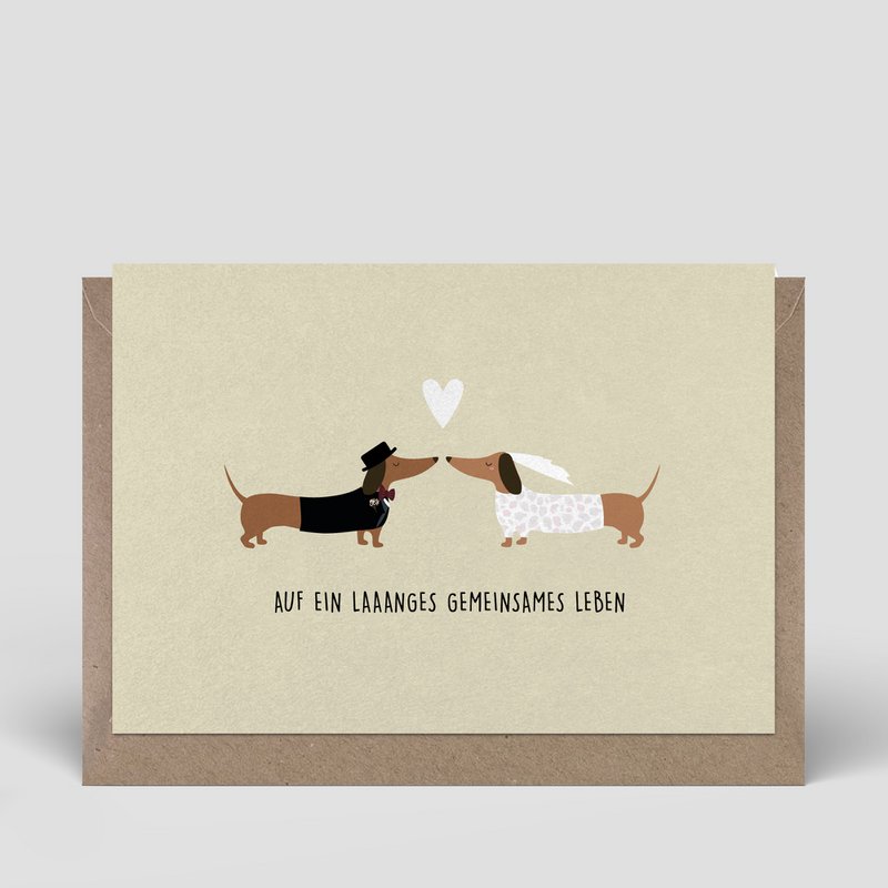Folding card - wedding card - dachshund bride and groom - No. 262