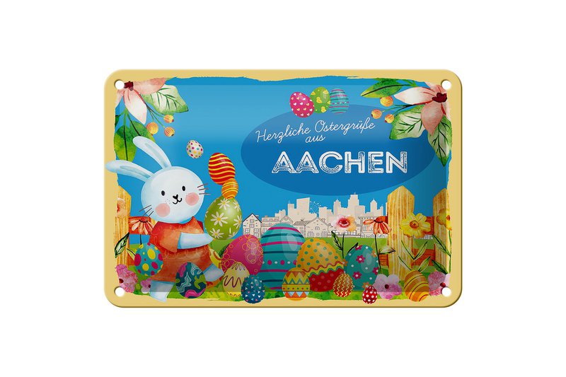 Targa in metallo Pasqua Auguri di Pasqua 18x12 cm AACHEN decorazione regalo festa