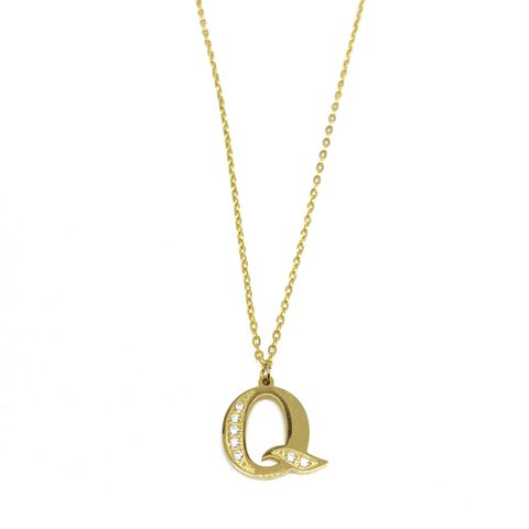 Buchstabenkettchen Halbraute - Initiale Q - Gold