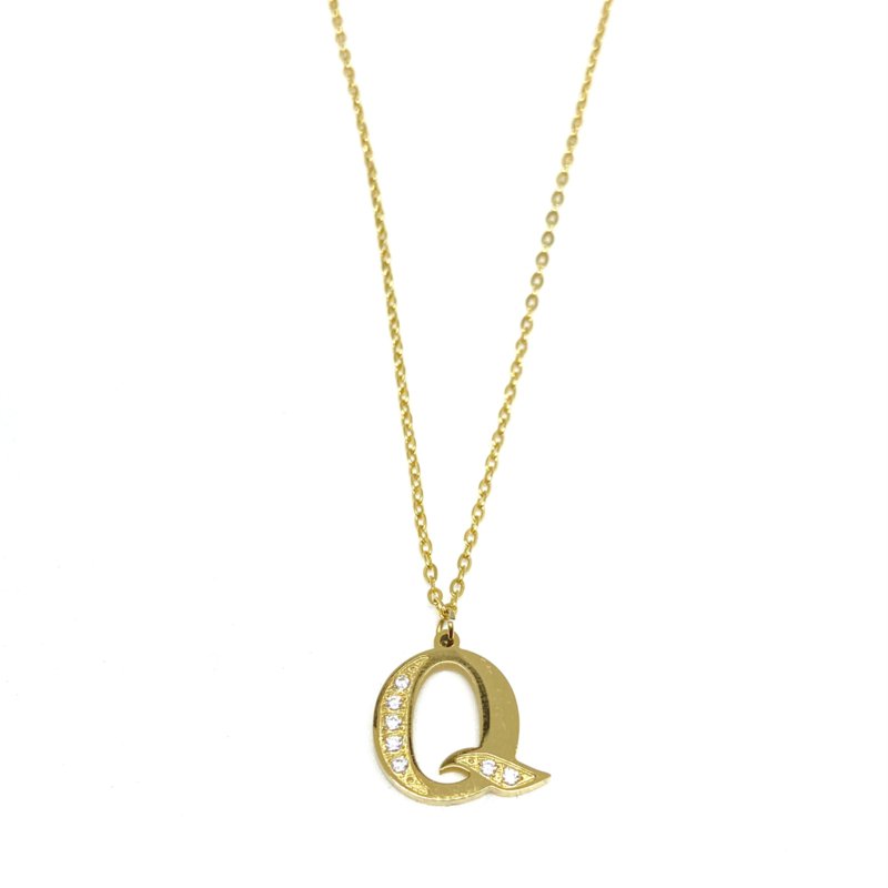 Buchstabenkettchen Halbraute - Initiale Q - Gold