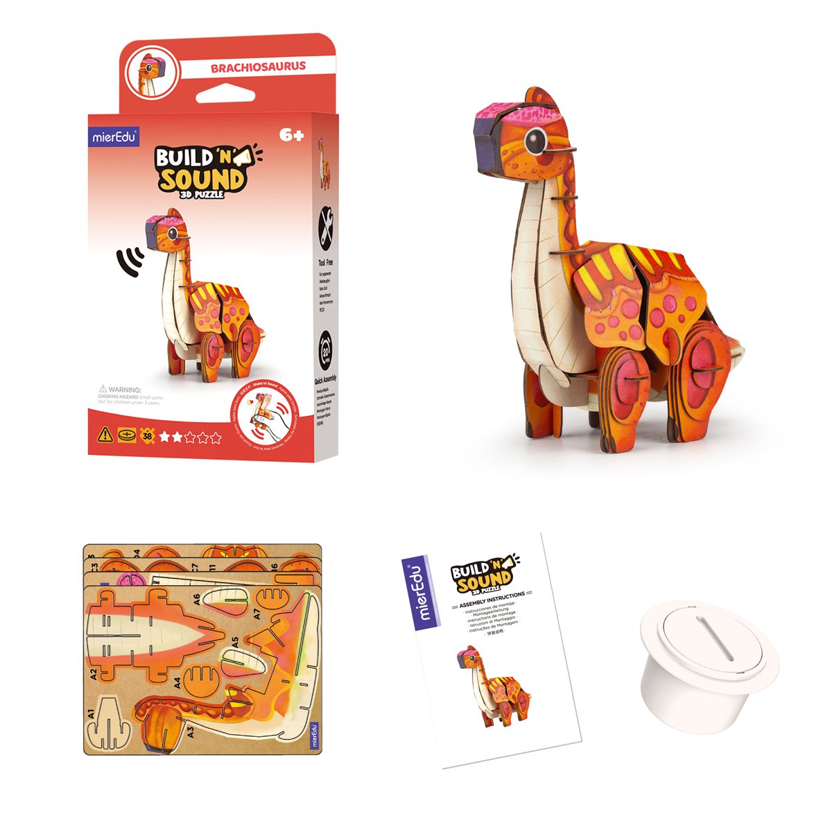 Mieredu - 3D Puzzel Build And Sound - Brachiosaurus