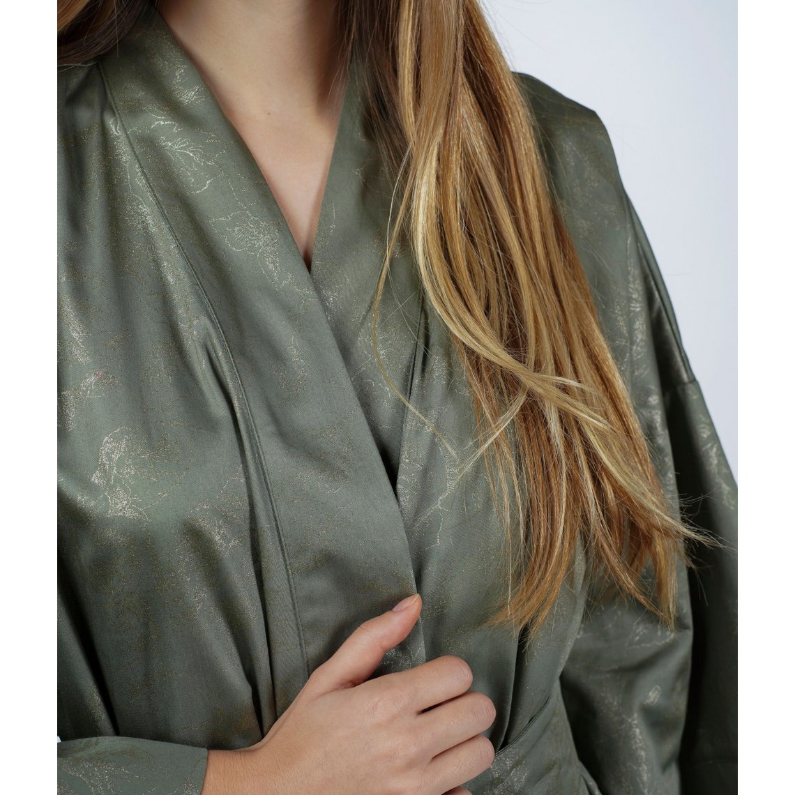 Bademantel Kimono Rose Line Wild Sage