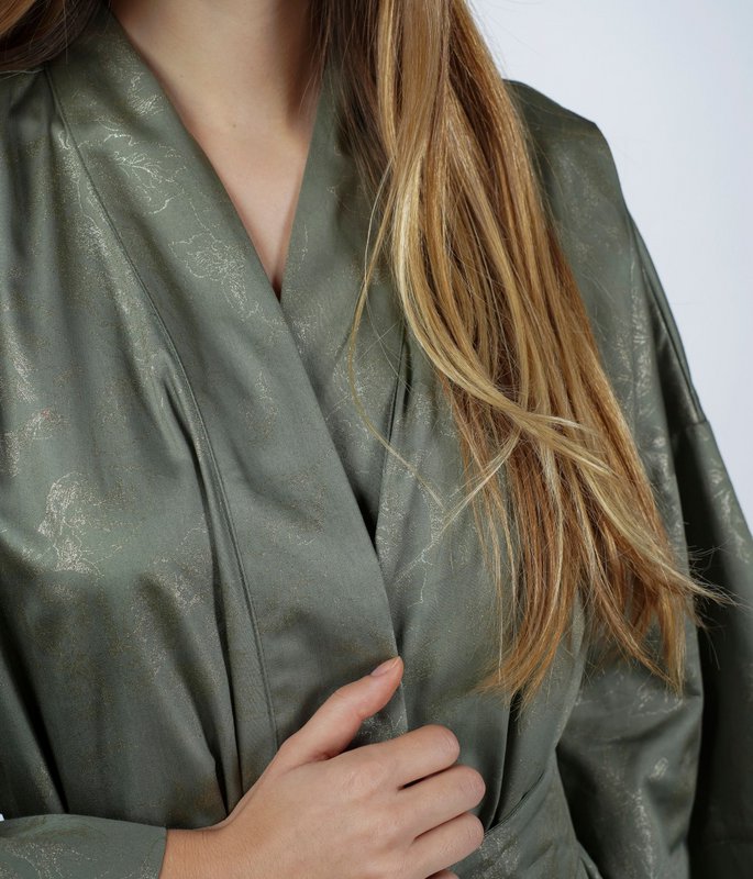 Bademantel Kimono Rose Line Wild Sage
