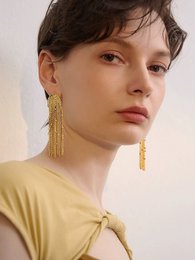 Pendientes largos con borlas brillantes