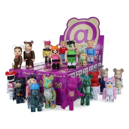 Collectible Bearbrick figurine in a blind box packaging, featuring a stylized "@" symbol design. The figurine is made by Medicom Toys and is part of the Bearbrick series 47 collection.