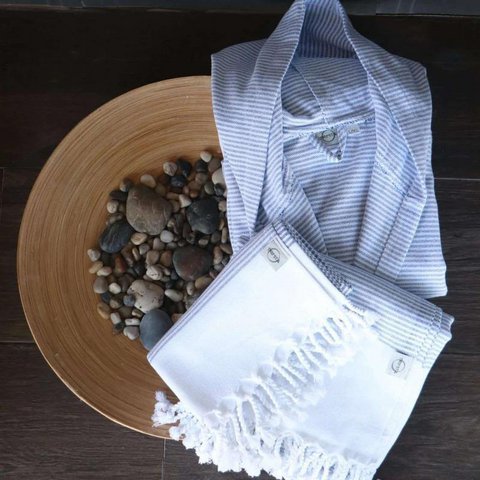 Hammam Bathrobe Set - Blue - L/XL