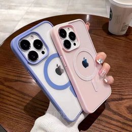 Pink gennemsigtigt akrylcover til iPhone 17 Air 16 15 14 13 12 11 Pro Max Plus hårdt stødsikkert kraftigt magnetisk Magsafe cover