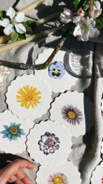 Coaster/Coaster 10 motifs flowers - 12 sets