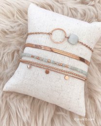 Bracciale a catena con anello - Amazzonite - Oro rosa