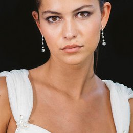 Long silver earrings with white zirconia