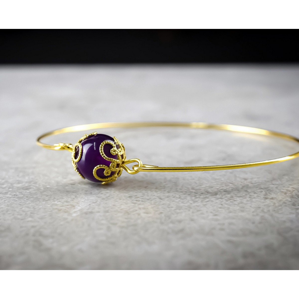 Bracciale in oro ametista - Gioielli con pietre preziose minimaliste placcate in oro RETARM-21
