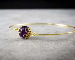 Bracciale in oro ametista - Gioielli con pietre preziose minimaliste placcate in oro RETARM-21