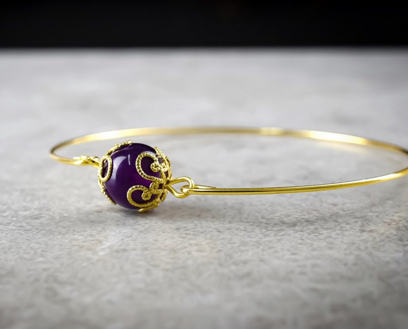 Amethyst Gold Armband - Vergoldeter Minimalistischer Edelstein Aura Schmuck RETARM-21