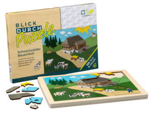 Blick-Durch-Puzzle: Schwarzwälder Bauernhof | Mehrschichtiges Holzpuzzle für die ganze Familie | Geschenk für Schwarzwaldliebhaber