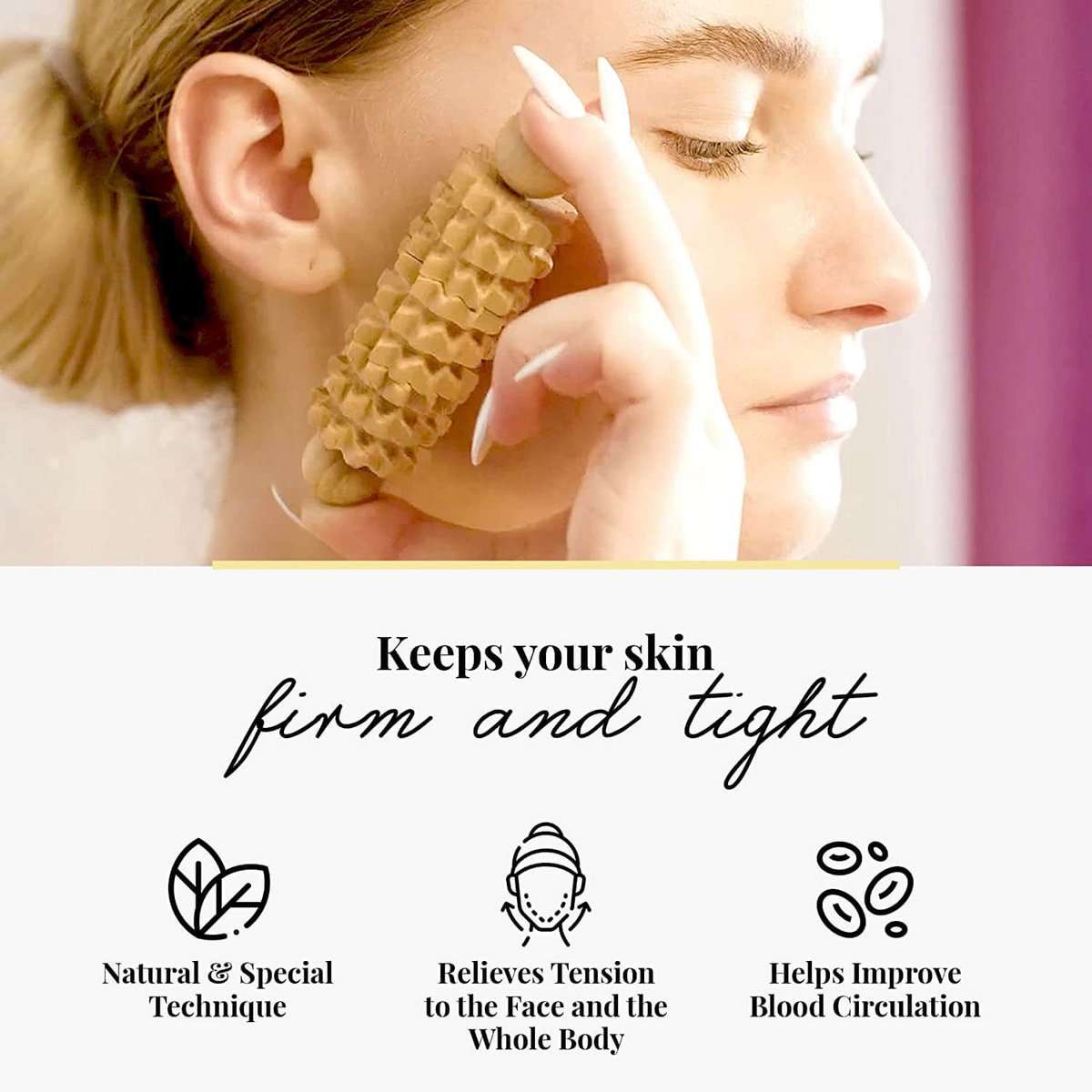 Set di massaggi per il corpo in legno Derma Roller per viso collo braccio mano