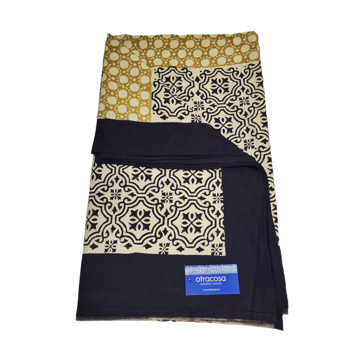 Decke Bagru Cotton Big - Otra Cosa - Schwarz/Ecru/Gold - 1