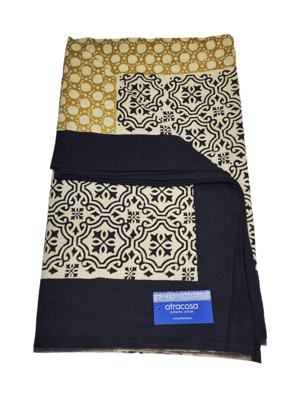 Decke Bagru Cotton Big - Otra Cosa - Schwarz/Ecru/Gold - 1