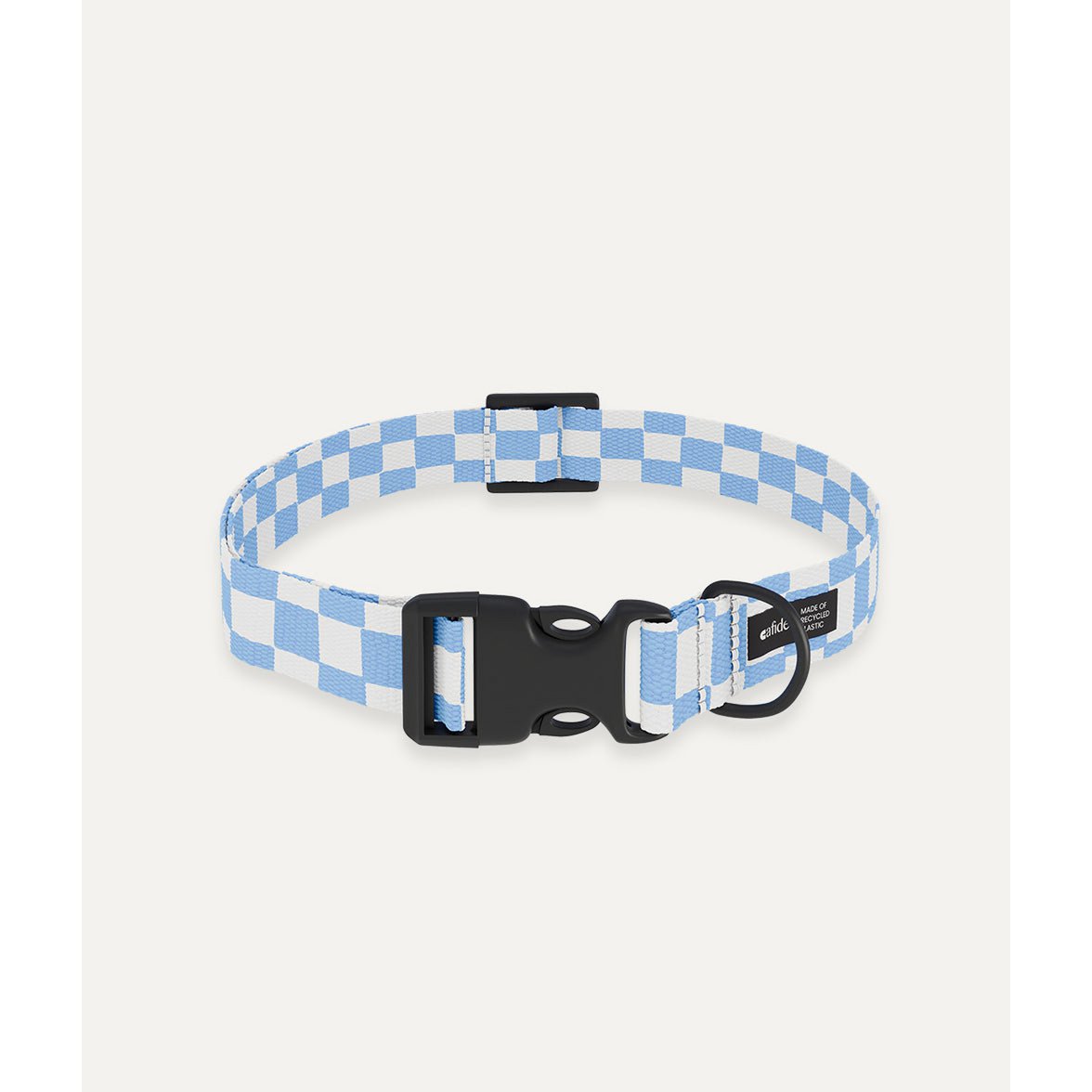 Halskette aus recyceltem PET, blaues Vichy-Design, Juno