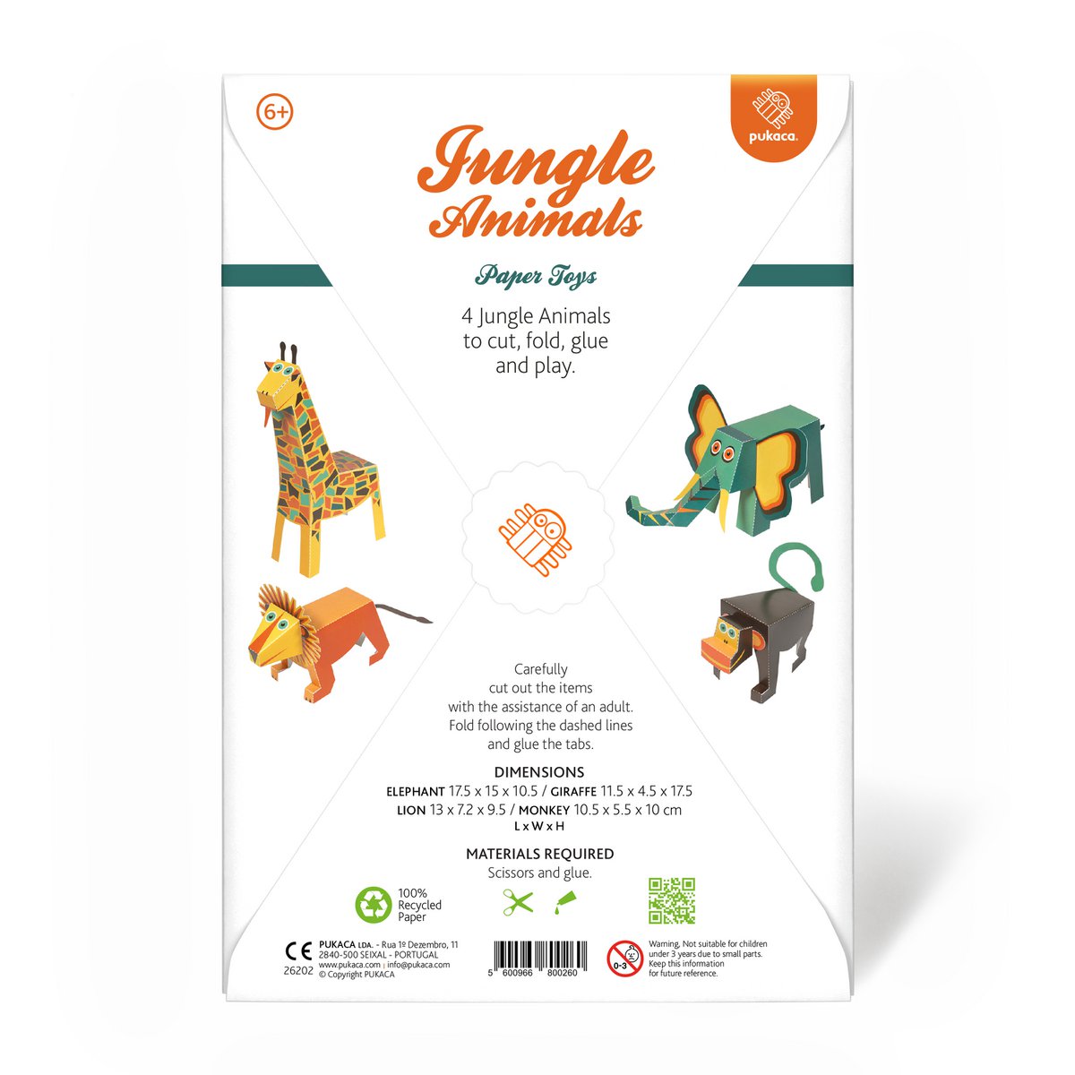 Papierspielzeug mit Dschungeltieren