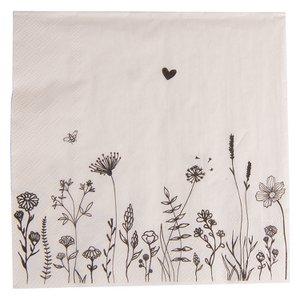 Paper Napkins Set of 20 33x33 cm (20) Beige Paper Flowers Paper Napkins