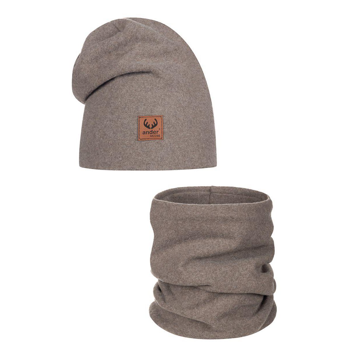 Bonnet BENIAMINA avec snood - ROSE CLAIR
