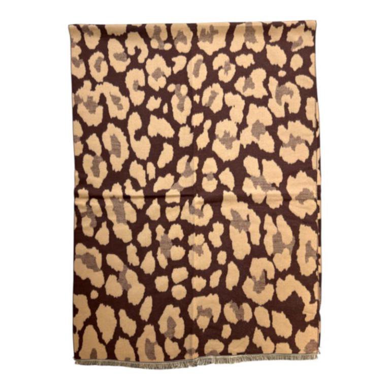 Sciarpa reversibile in lana con stampa animalier ITFUHFRH604