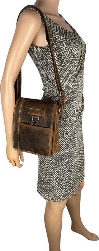 Cognac -colorowana skórzana torba na ramię z Arrigo - wszechstronna torba crossbody