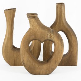 Wooden heart vase walnut