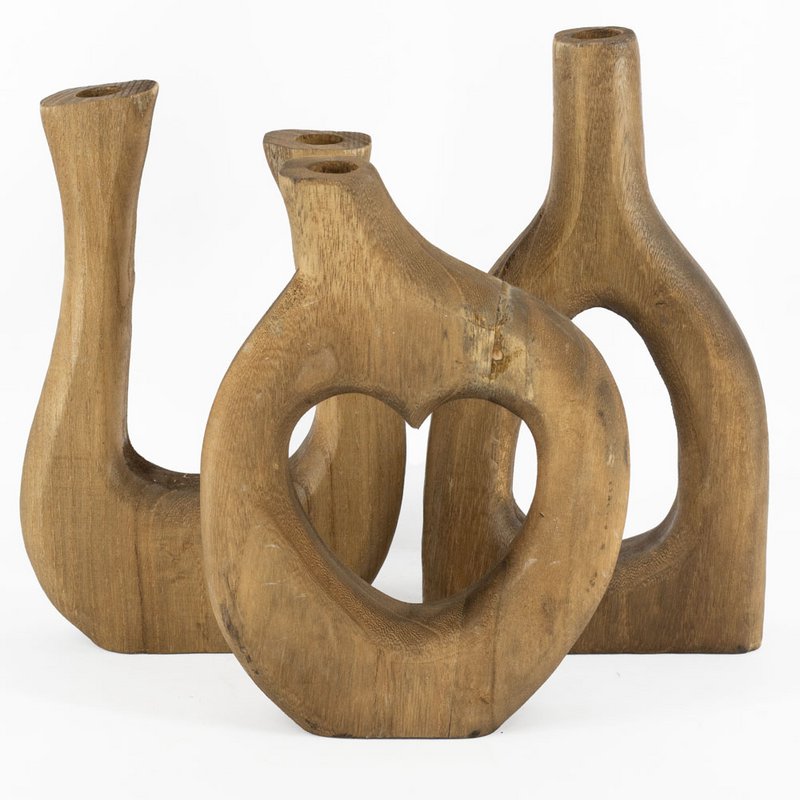 Wooden heart vase walnut